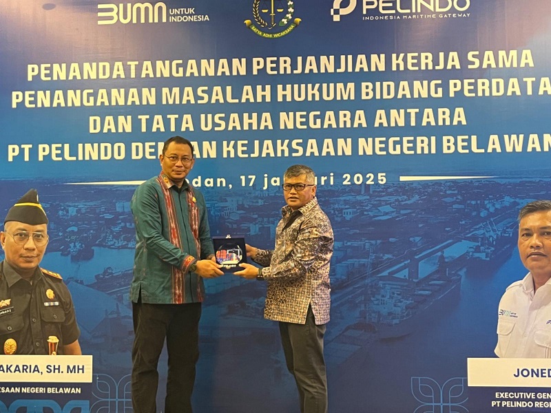 KERJA SAMA: PT Pelabuhan Indonesia (Persero) Regional 1 Belawan  melaksanakan penandatanganan Perjanjian Kerjasama dengan Kejariksaan Negeri Belawan terkait Penanganan Masalah Hukum Bidang Perdata.