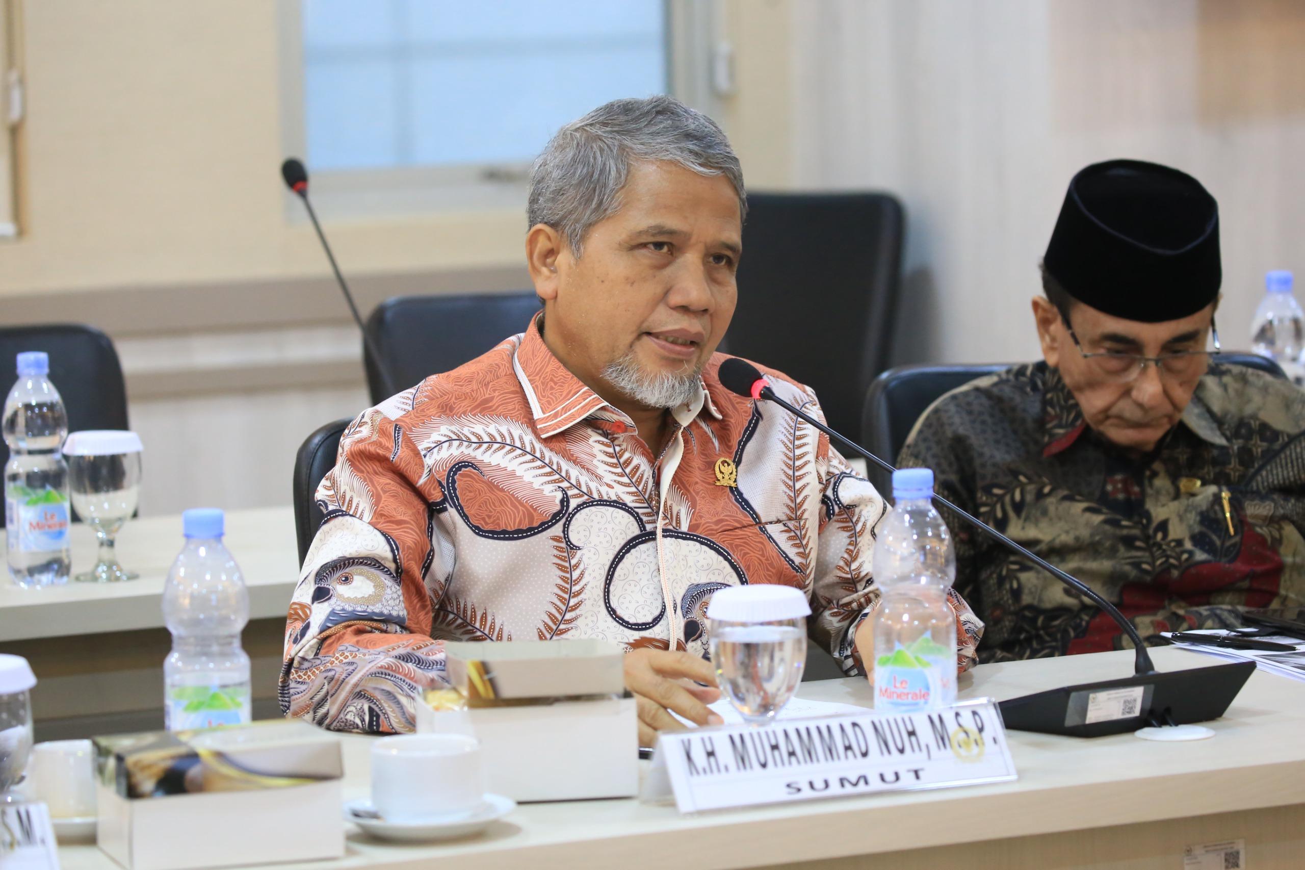 Anggota DPD RI asal Sumut KH Muhammad Nuh MSP saat mengikuti RDPUM dengan BULD DPD RI di Ruang Rapat Mataram, Gedung B DPD RI, Lantai 2, Senayan, Jakarta, Rabu (5/2/2025).