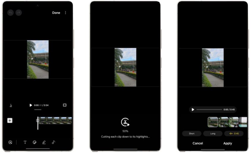 Fitur Auto Trim dapat memudahkan kamu bikin highlights video liburan.