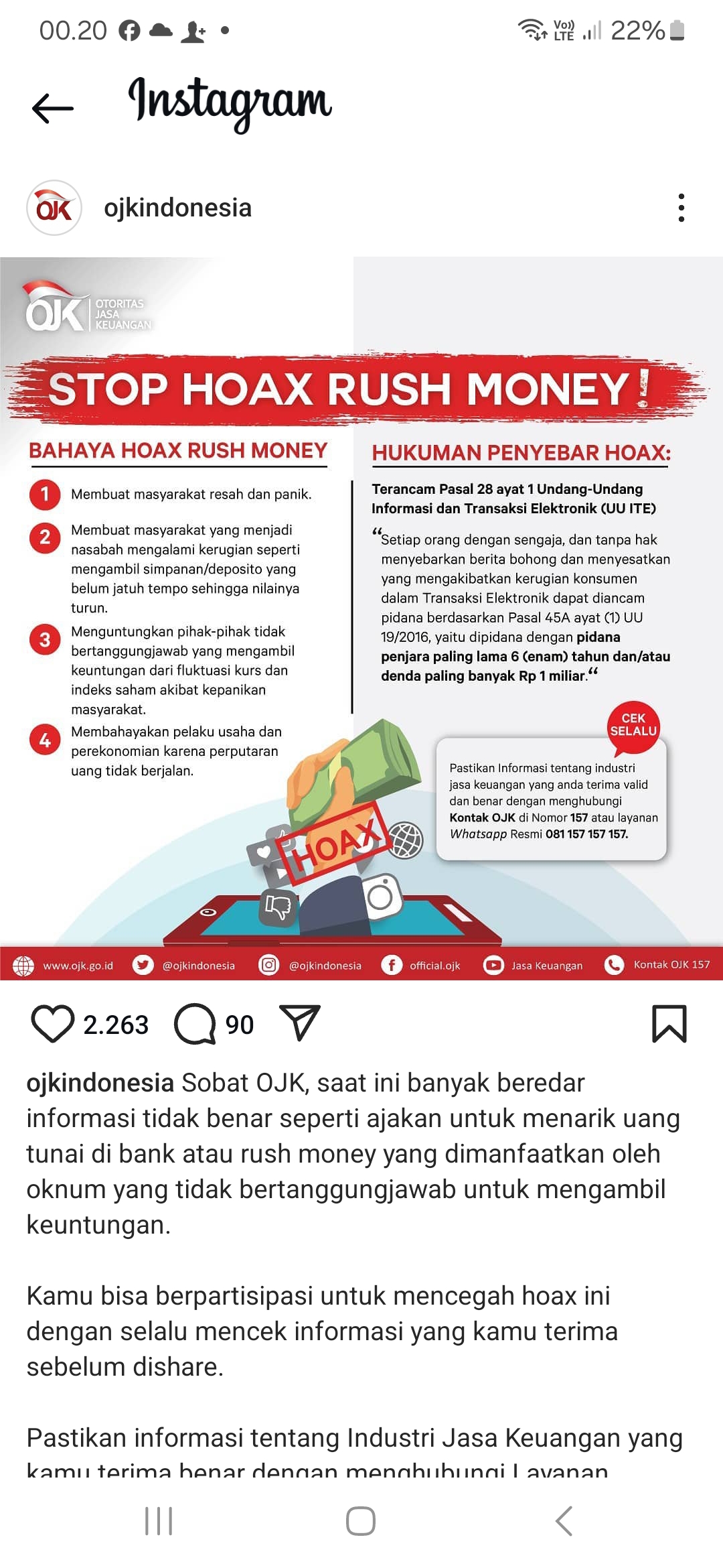 HATI: OJK mengajak masyarakat berhati- hati dalam bermedia sosial.