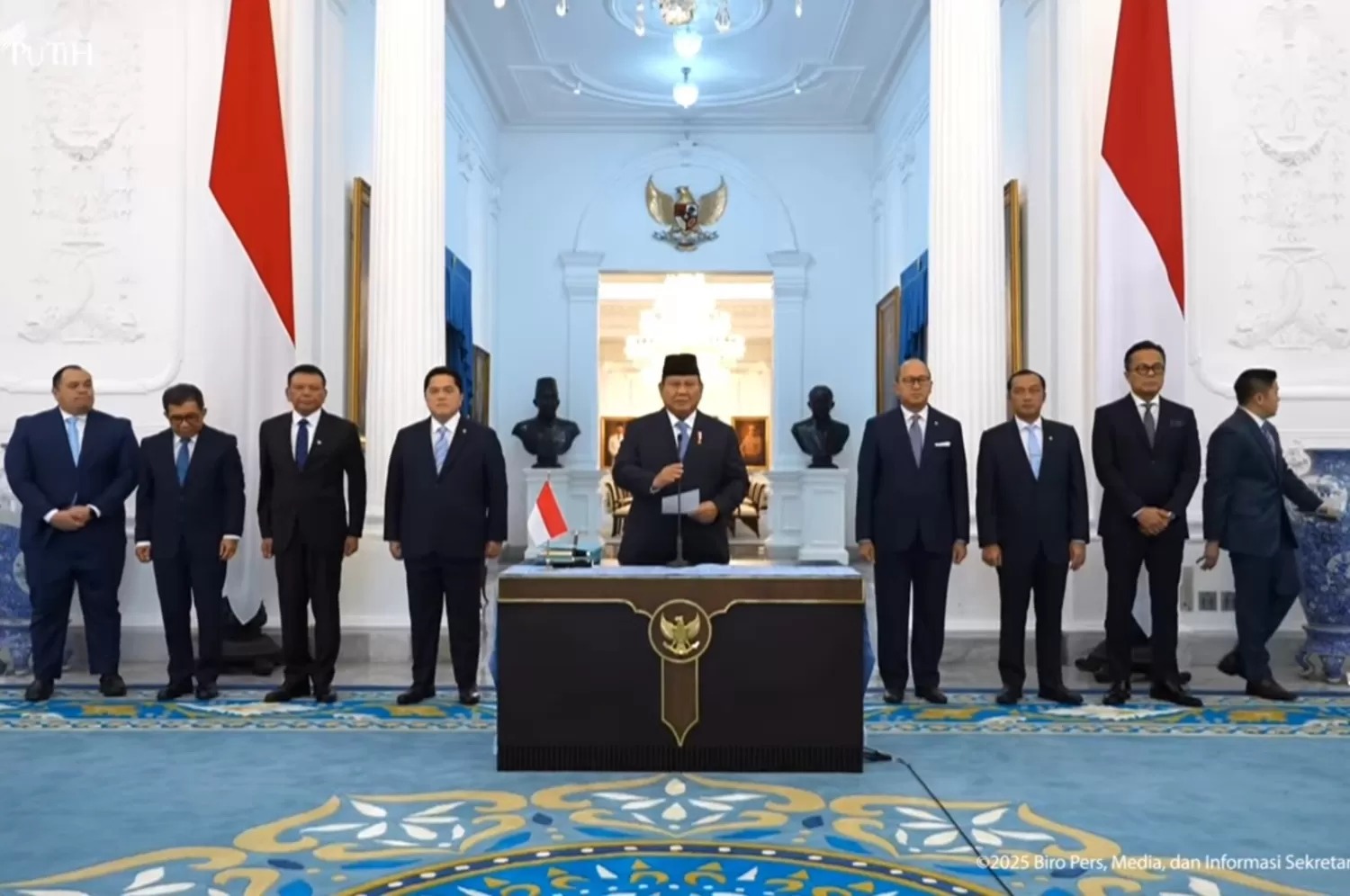 DANANTARA: Presiden Prabowo Subianto saat peluncuran Dadnantara Indonesia, Senin (24/2). JAWA POS/SUMUT POS