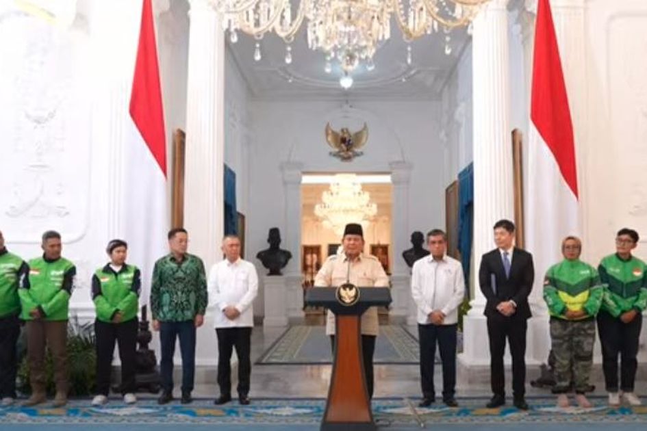OJOL THR: Presiden Prabowo mengumumkan para driver Ojol akan dapat bonus Hari raya, Senin (10/3/2025). (Dok: sekretariat kabinet).