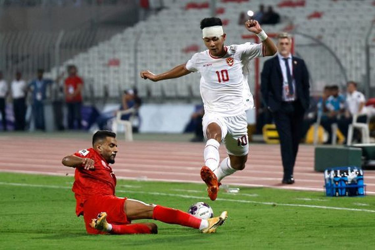 LAGA: Timnas Indonesia saat melawan Timnas Bahrain pada putaran ketiga kualifikasi zona asia 2026 di Bahrain. (Dok: PSSI)