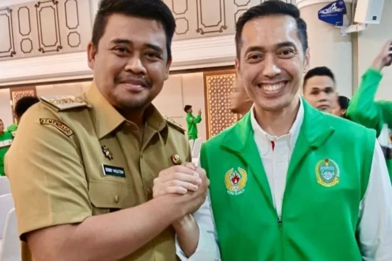 Gubsu Bobby Afif Nasution bersama Ketua Pengprov PASI Sumut David Luther Lubis. (dok pribadi)