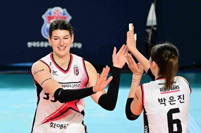 Pemain Red Spark, Vanja Bukilic dan Park Eun Jin. (Dok: KOVO)