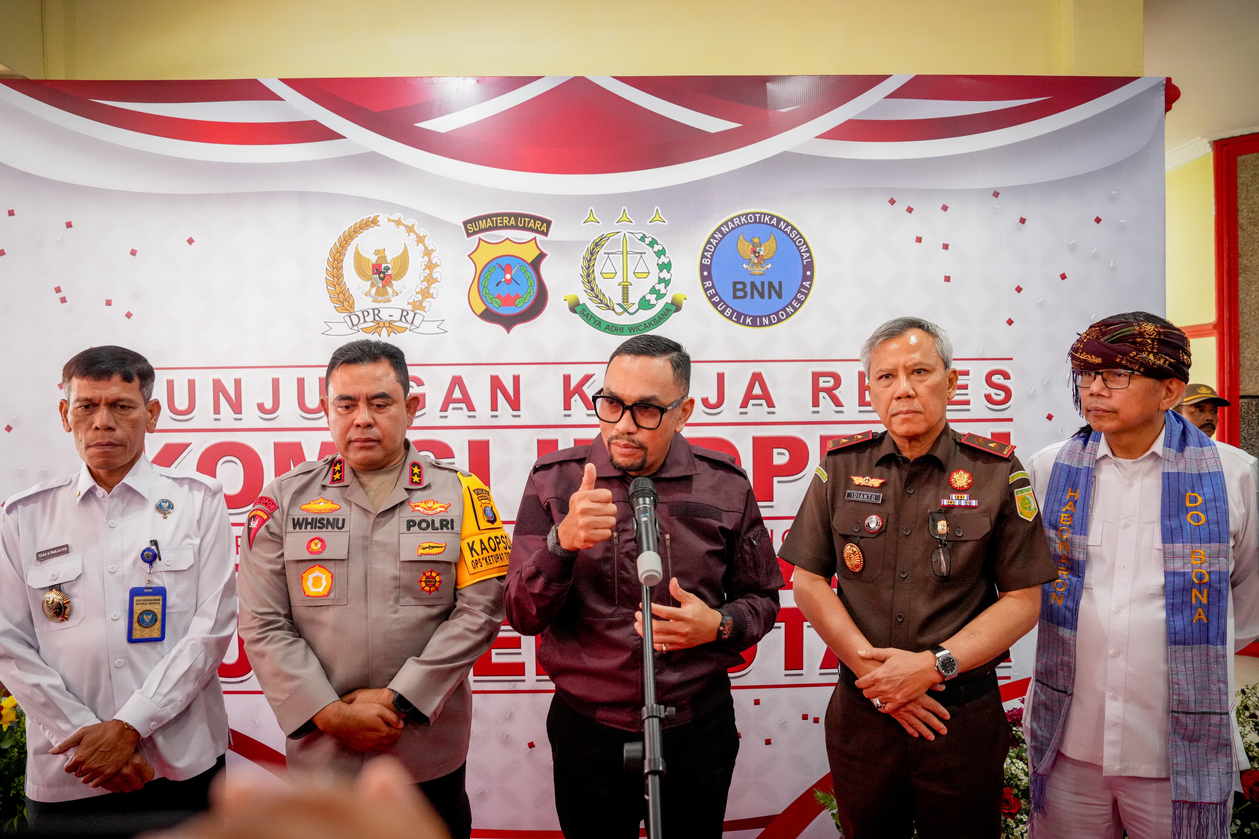KUNKER: Wakil Ketua Komisi III DPR RI, Ahmad Sahroni saat Kunker ke Mapolda Sumut. Sumut Pos/Dokumen Pribadi