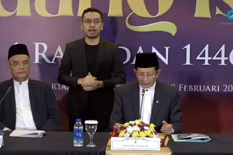 HILAL: Menteri agama, Nasaruddin Umar saat komferensi pers usai sidang isbat, Sabtu (29/3/2025). (Dok: Kemenag)