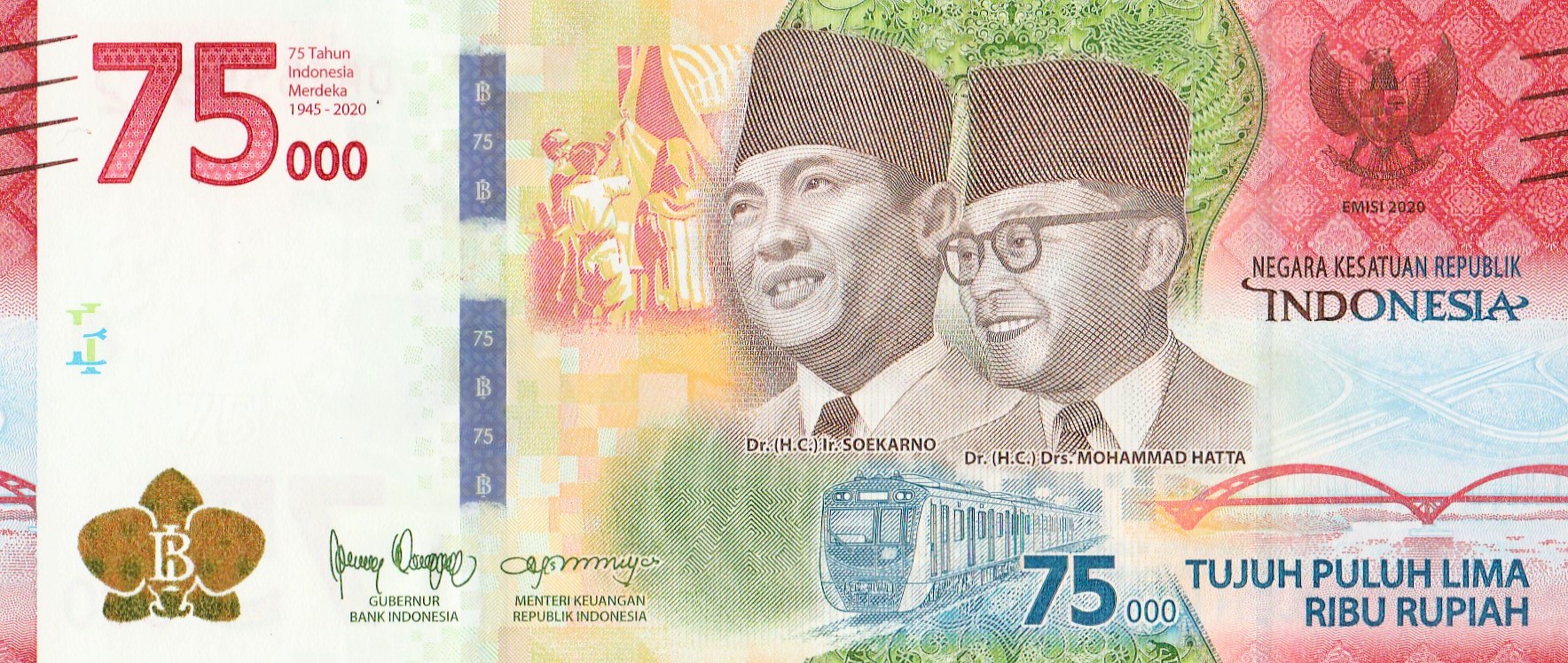 Uang pecahab Rp75 ribu. (Dok: wikipedia)
