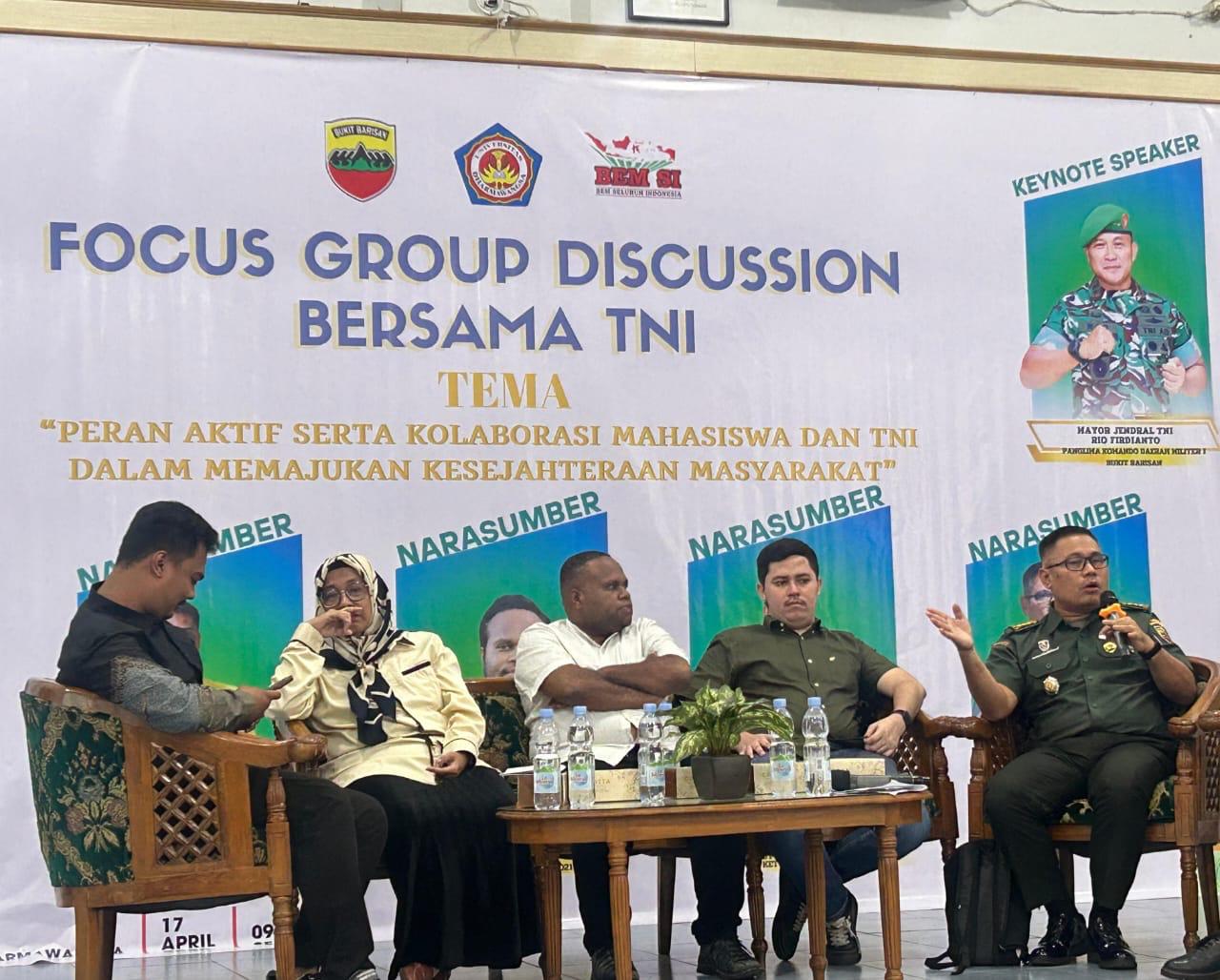 FGD: Pangdam I/BB, Mayjen TNI Rio Firdianto dalam kegiatan FGD, di Universitas Dharmawangsa Medan, Kamis (17/4). Sumut Pos/Dokumen