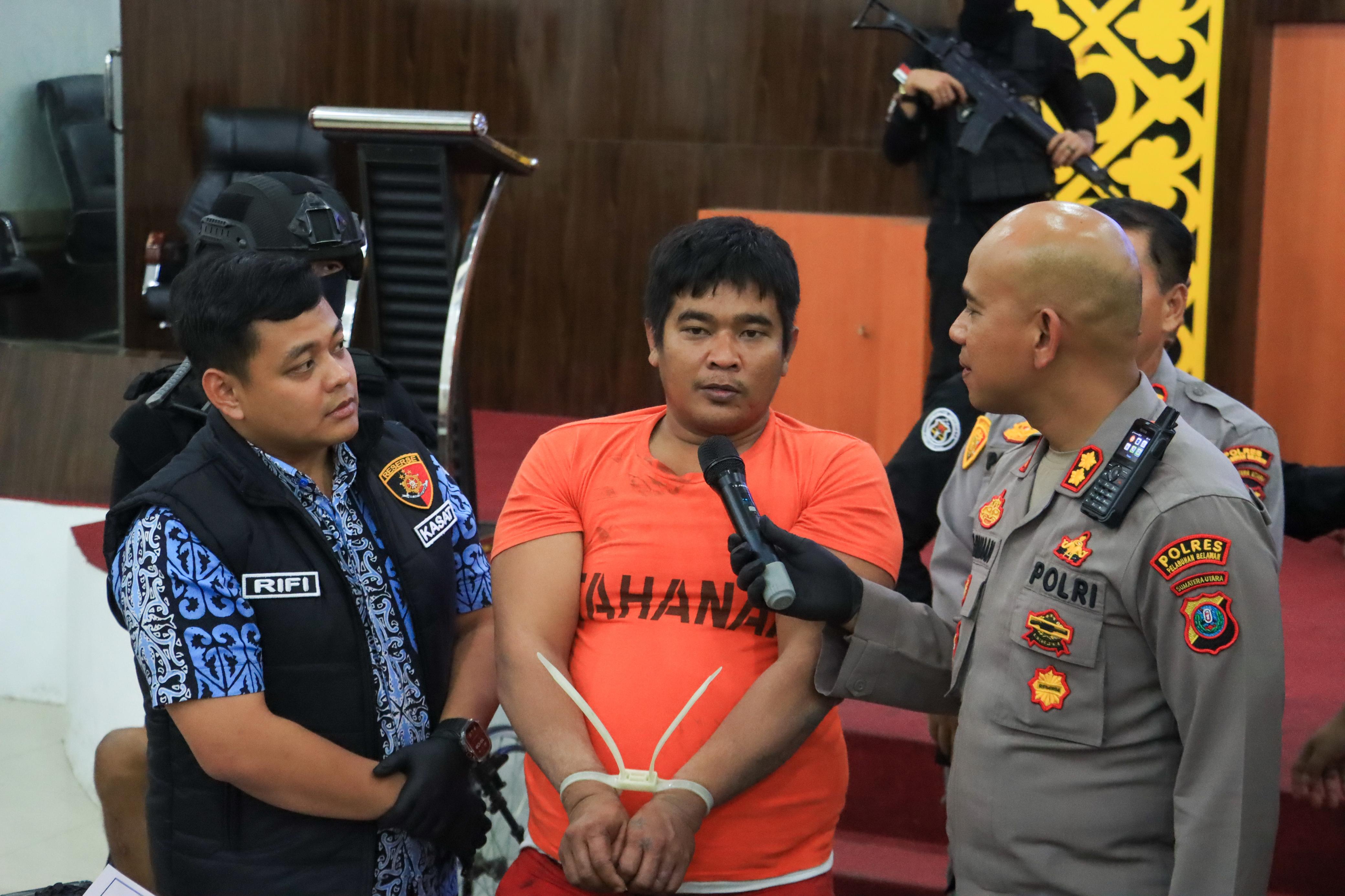 TAWURAN: Polres Pelabuhan Belawan akhirnya mengamankan Irfan alias Ipan Jengkol (34), warga Lorong Papan, Kelurahan Belawan I, tersangka penganiayaan dalam dua kasus tawuran maut. (Dok: istimewa)