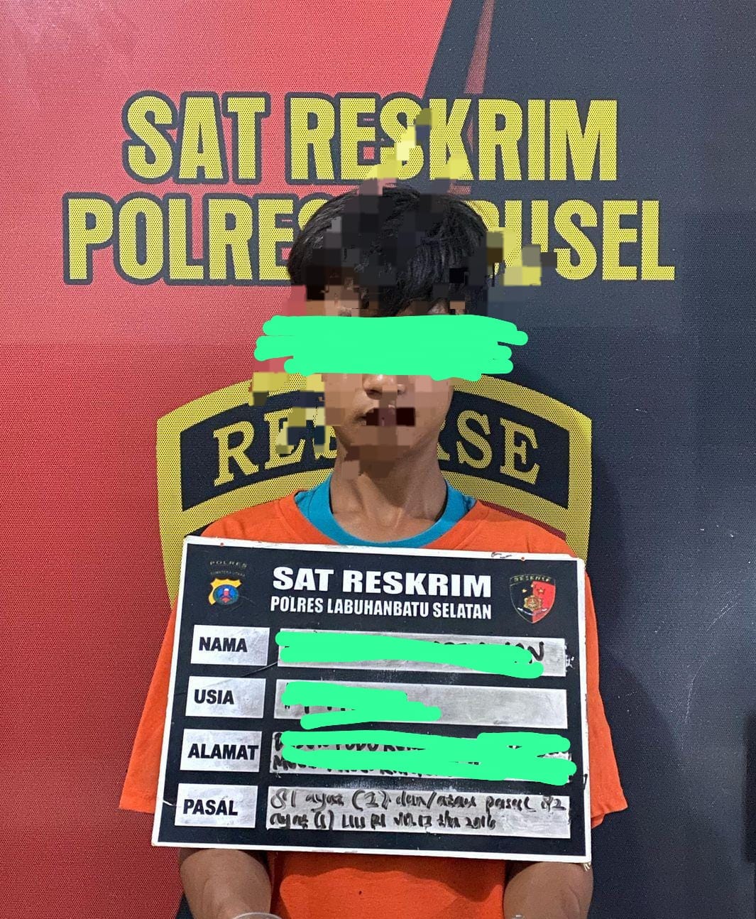 DIAMANKAN: Tersangka pencabulan terhadak anak diamankan di Polres Labusel. FOTO: KHAIRUDDIN/SUMUT POS