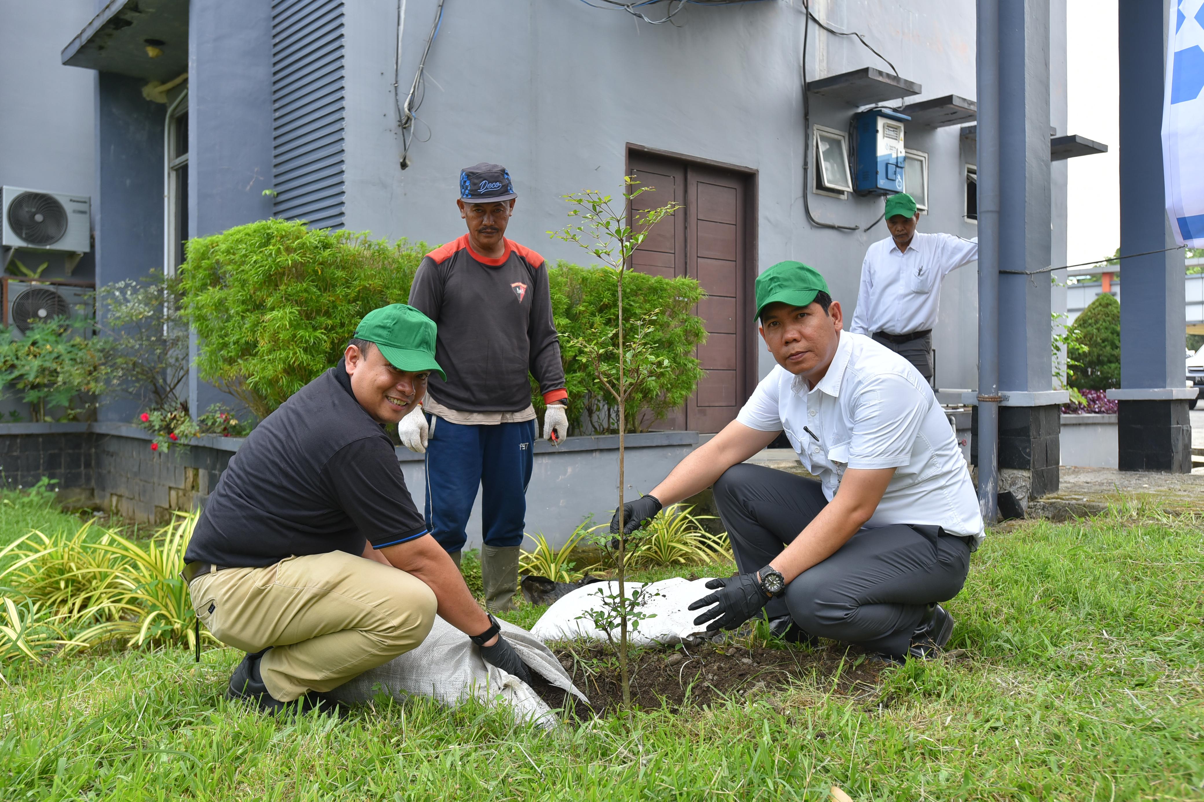 TANAM: PTKI Medan dan PT Medisafe Technologies menanam pohon.