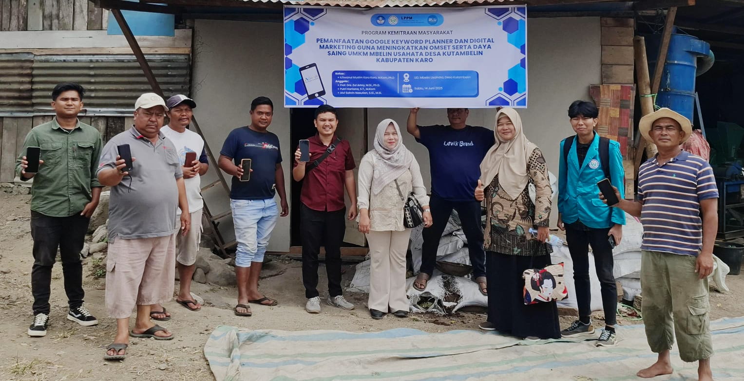 PENGABDIAN: Pelatihan digital marketing dan teknologi Google Keyword Planner oleh Unimed di Desa Kutambelin. (ISTIMEWA/SUMUT POS)