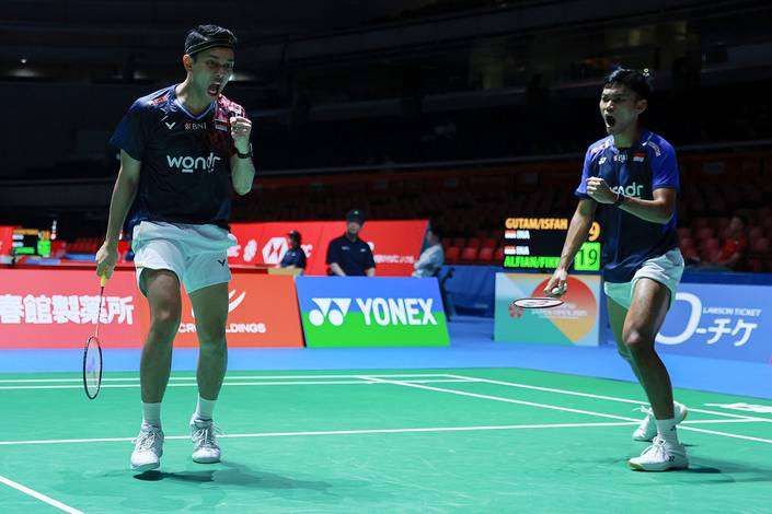 Ganda Putra Indonesia, Fajar Alfian dan M Shohibul Fikri. (Dok: PBSI)