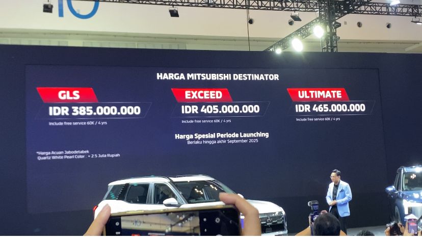 Harga Resmi Mitsubishi Destinator New Family SUV yang di rilis di GIIAS Tanggerang, Rabu (23/072025.)