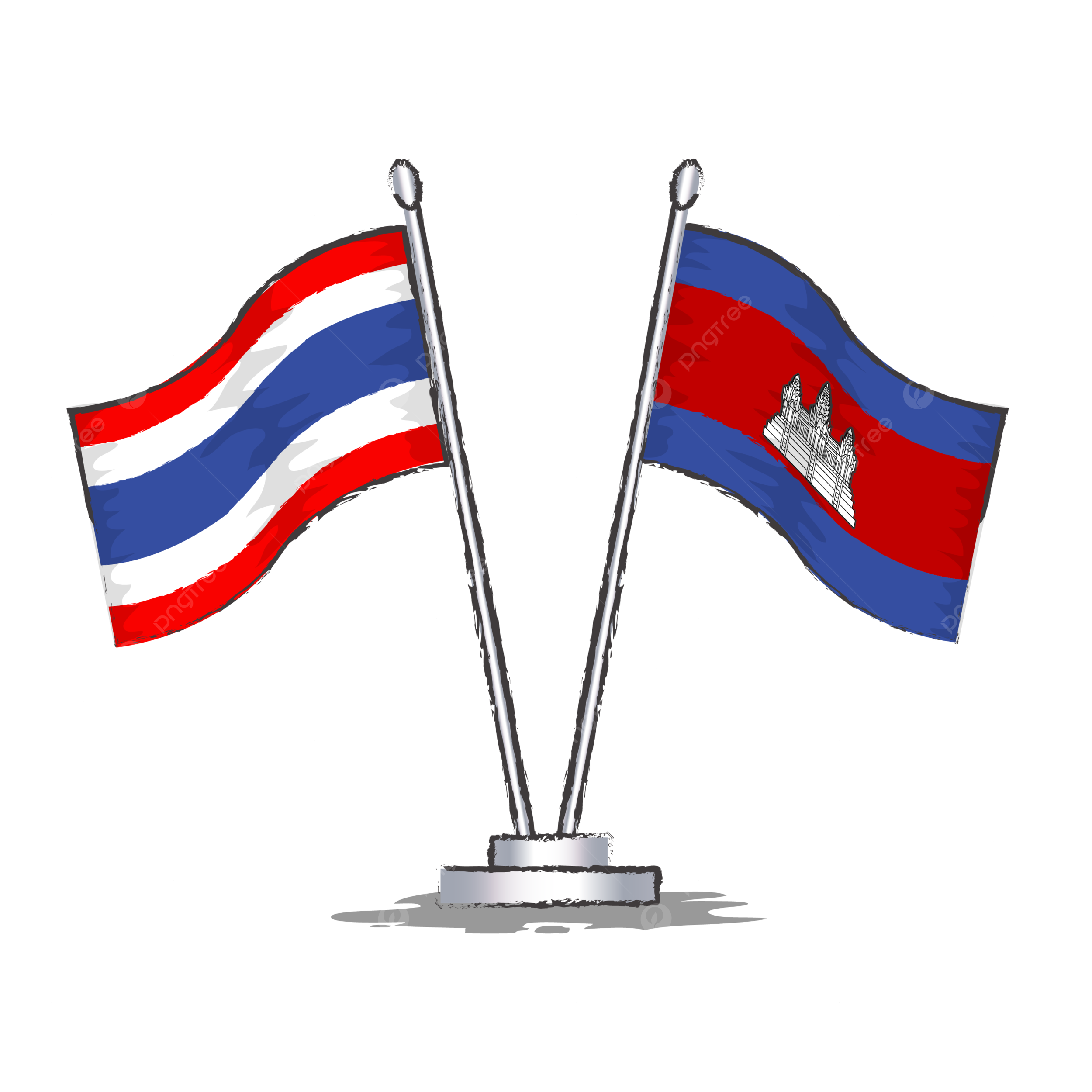 Bendera Thailand dan Kamboja. (Dok: Pngtree)