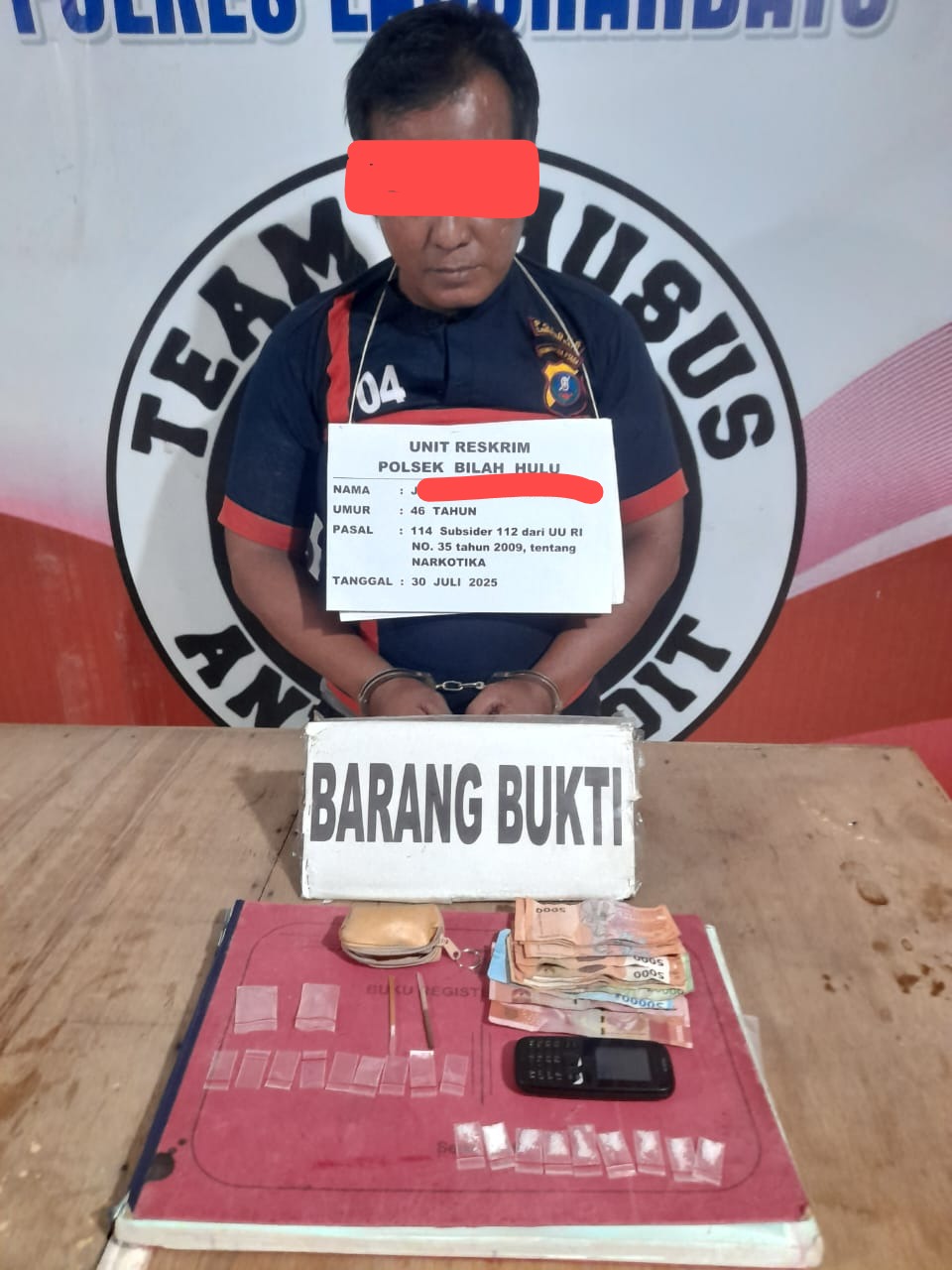 Tersangka Penjual Narkona, Ju dan barang bukti. (Dok: istimewa for Sumut Pos)