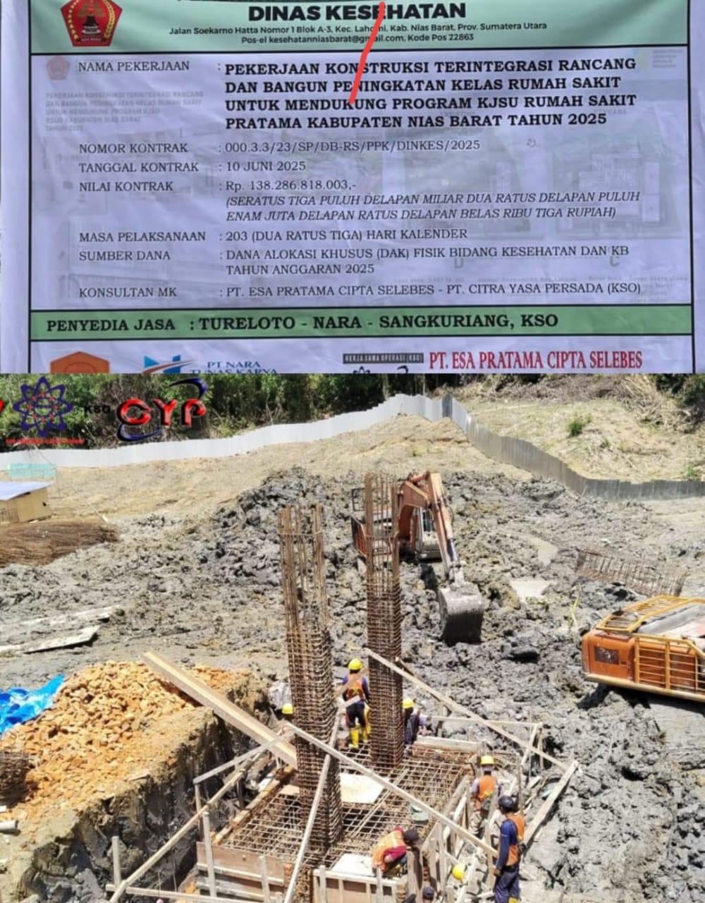 PEMBANGUNAN: Progres Pekerjaan Pembangunan Rumah Sakit Pratama Nias Barat.(  Oloheta Gulo/Sumut Pos)