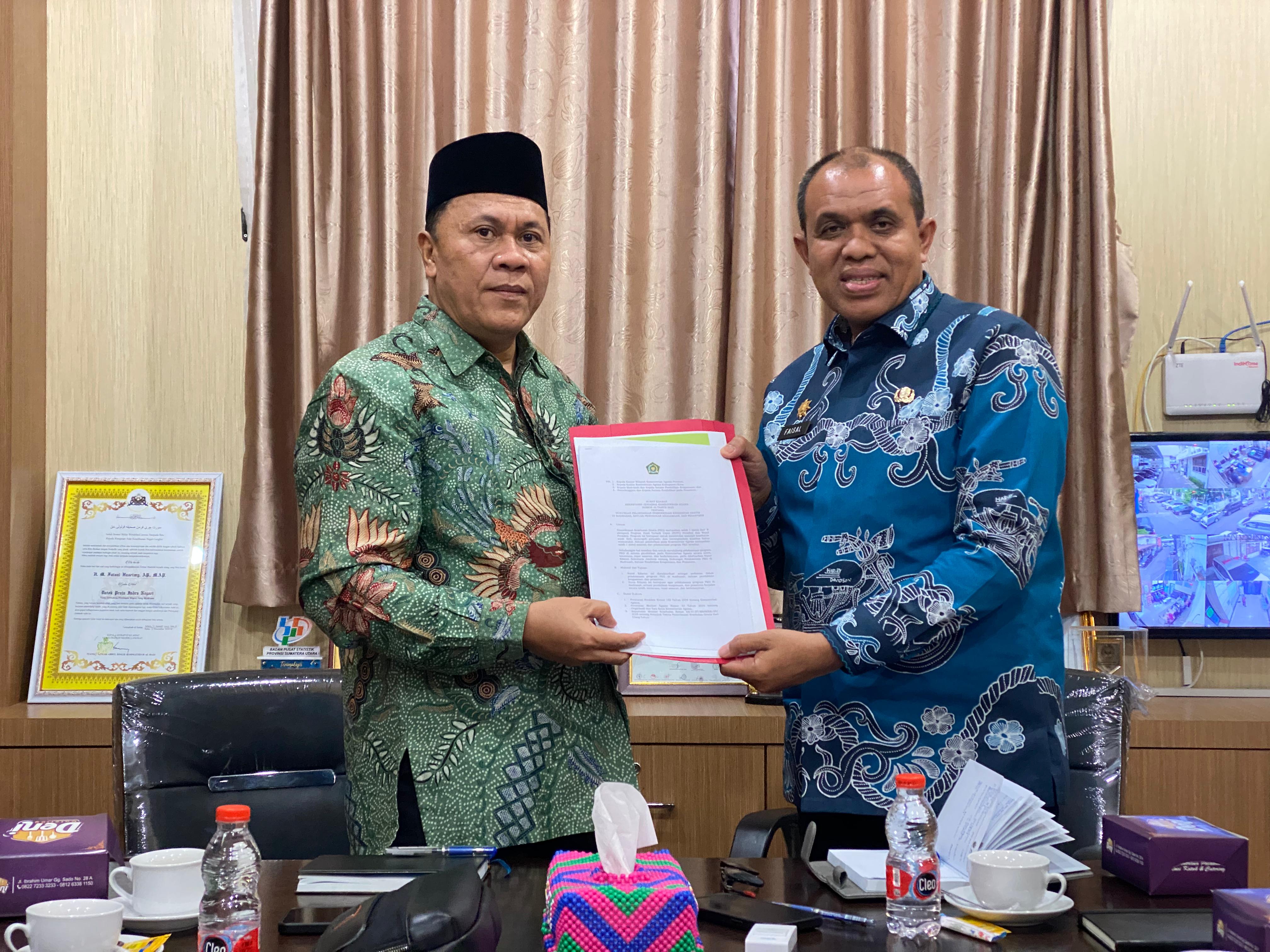 Kemenag Sumut dan Dinkes sumut sepakat menjalin kolaborasi menyukseskan program CKG untuk anak sekolah. (ISTIMEWA/SUMUT POS)