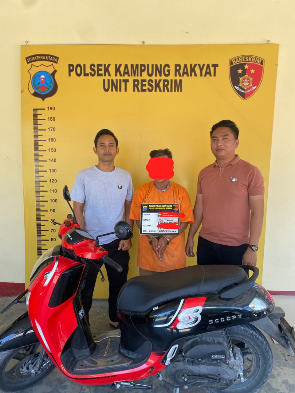 TANGKAP: Pencuri sepeda motor di Labuhanbatu Selatan di gangkap personel Polsek Kampung Rakyat.