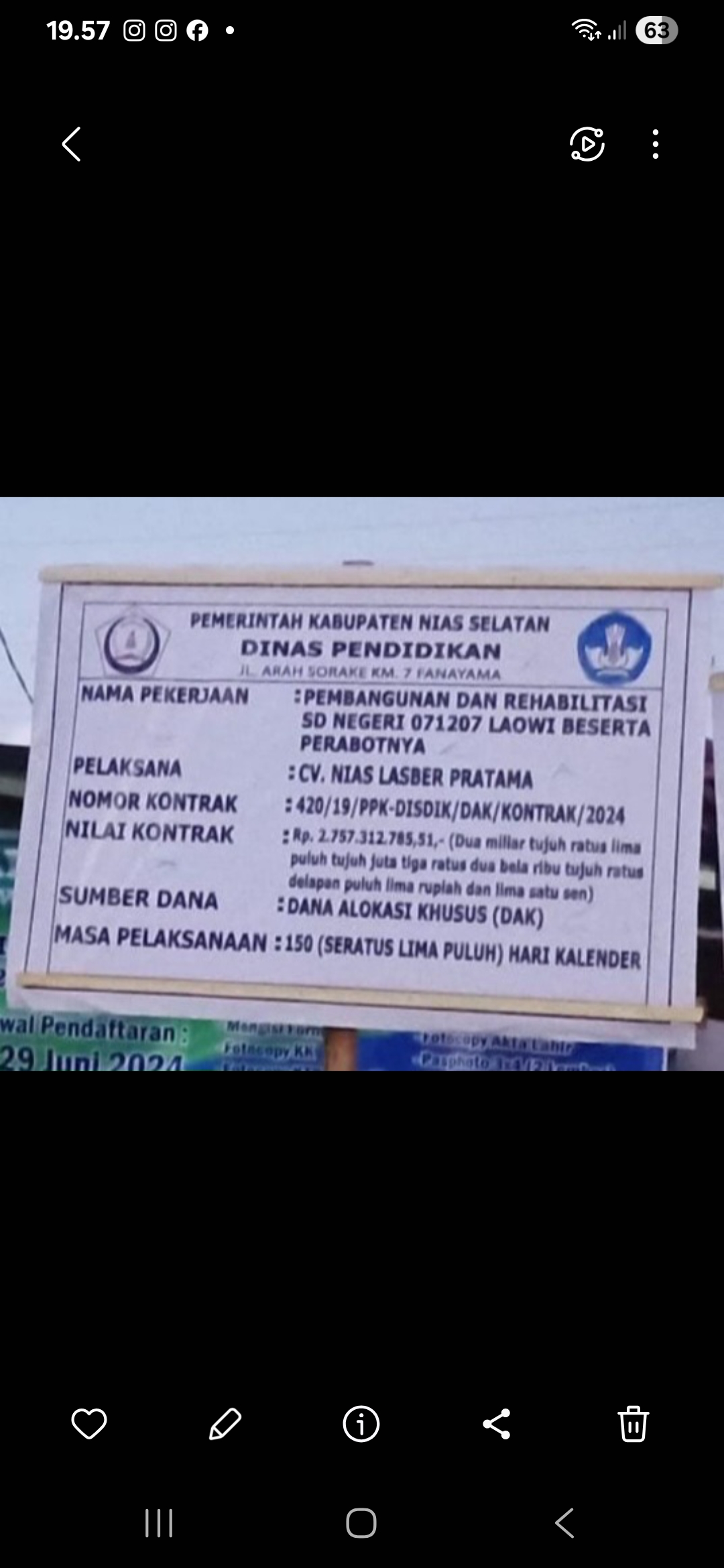 Plank Rehabilitasi SDN 071207 Laowi, Nias Selatan. (Dok: istimewa for Sumut Pos)