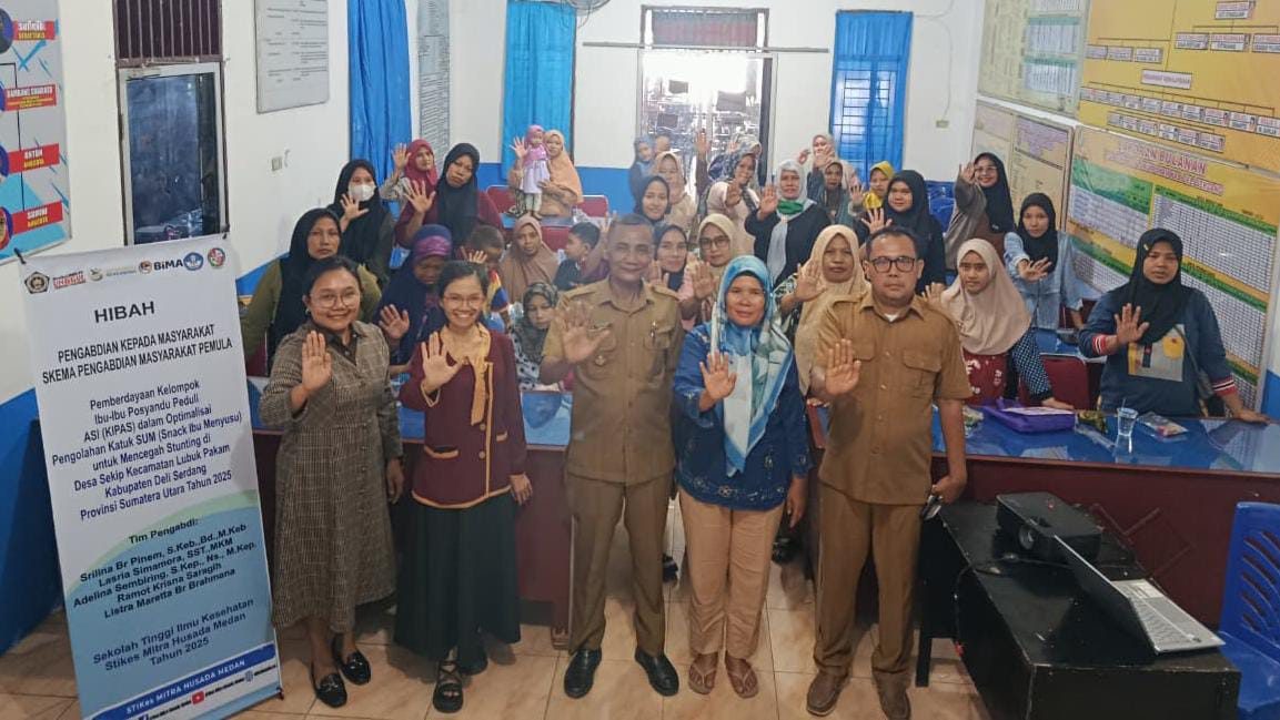 KATUK SUM: Pemberdayaan kelompok ibu-ibu kader peduli ASI dalam optimalisasi pengolahan katuk SUM untuk mencegah stunting di Desa Sekip. (ISTIMEWA/SUMUT POS)