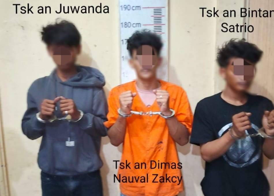 Tiga serangkai diamankan Polres Langkat. (Istimewa/Sumut Pos)