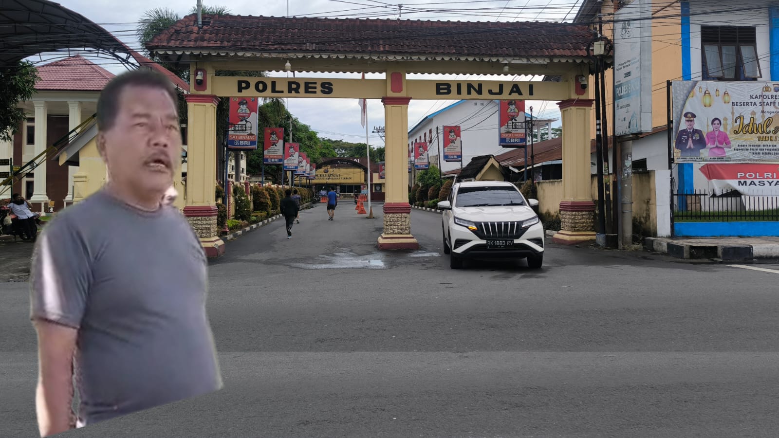 Kolase foto oknum kades arogan berinisial TT yang dipolisikan karena merusak tanaman masyarakat dan Markas Komando Polres Binjai. (Istimewa/Sumut Pos)