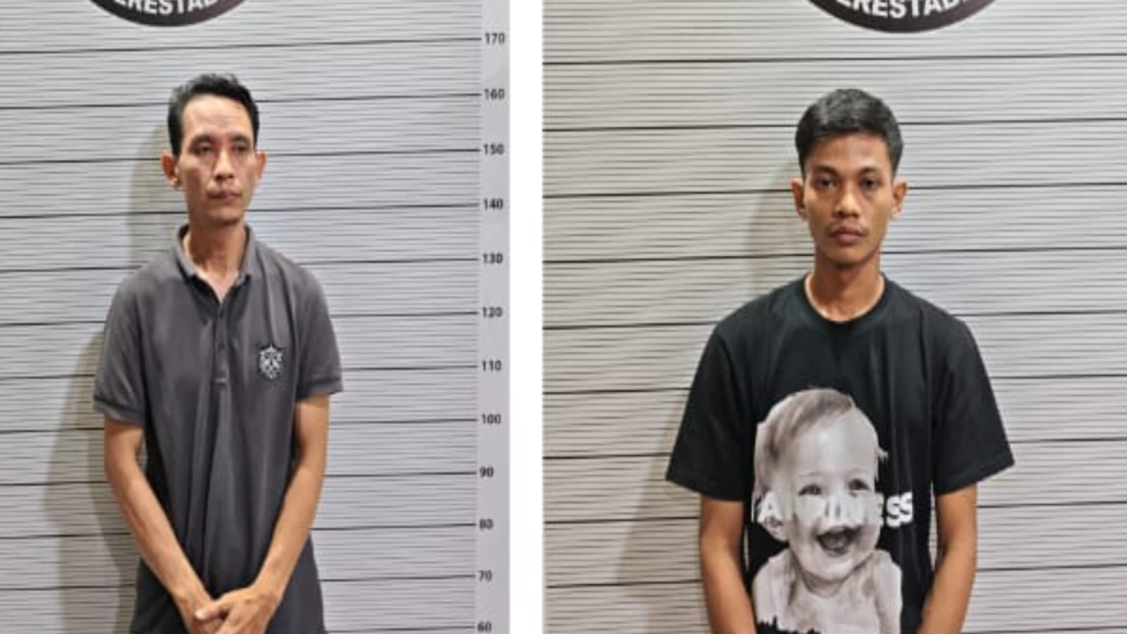 Dua tersangka kurir sabu seberat 2 kg, yang ditangkap Polrestabes Medan. (Ist).
