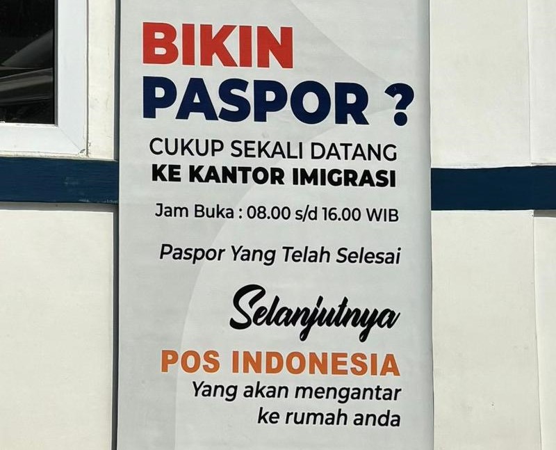 Pemberitahuan mengenai pembuatan paspor di Imigrasi Medan. (Dok: Imigrasi Medan)