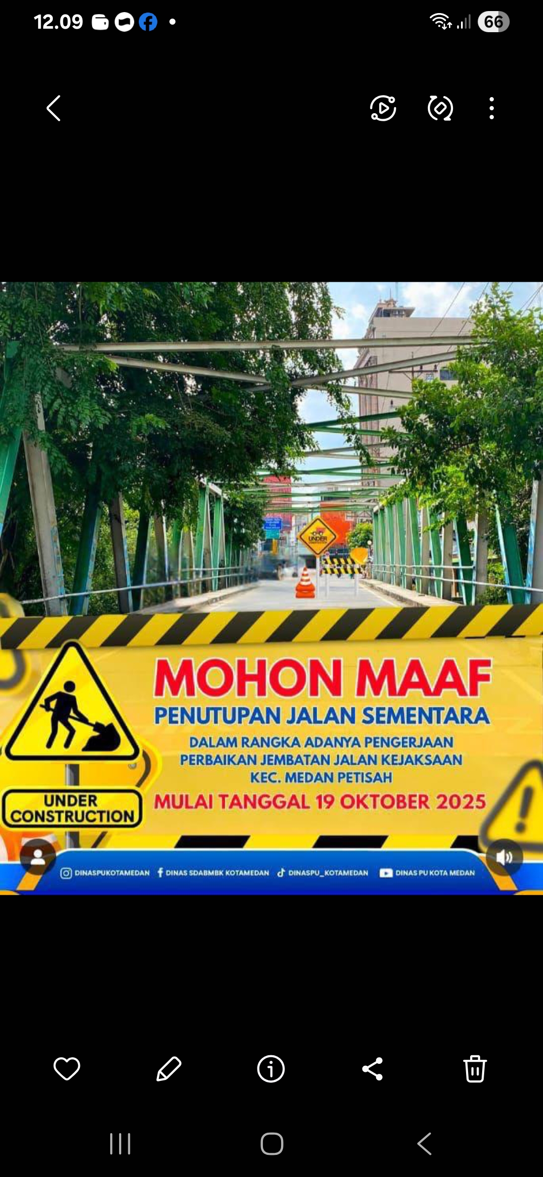 PERBAIKAN: Jembatan di Jalan Kejaksaan Medan akan dilakukan perbaikan. Karena itu, Jalan Kejaksaan akan ditutup sementara hingga pertengahan Desember. (Dok: istimewa)