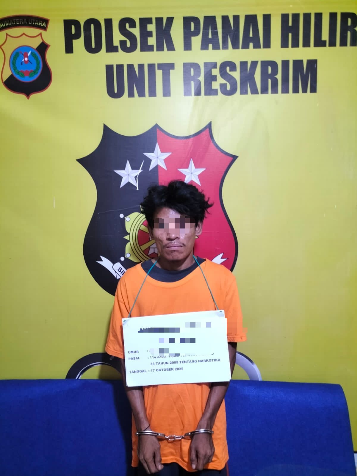 Tersangka MAT seorang nelayan di Lingkungan III Kelurahan Sei Berombang (Fajar/Sumut Pos)