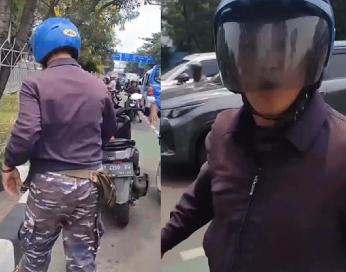Prajurir TNI AL yang pukul driver Ojol. (Dok: video viral)
