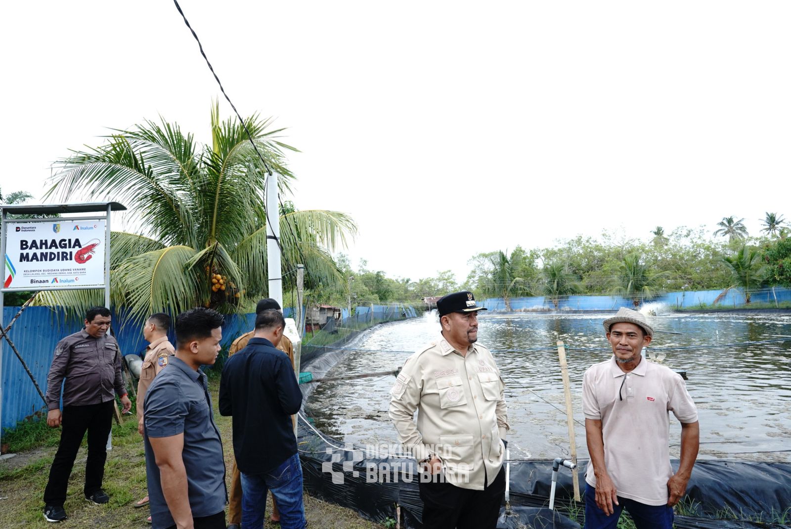 Bupati Batubara  Baharuddin Siagian, S.H., M.Si., bersama Wakil Bupati Syafrizal, S.E., M.AP tinjau  langsung tambak budidaya udang vaname "Bahagia Mandiri" di Desa Lalang, Kecamatan Medang Deras.