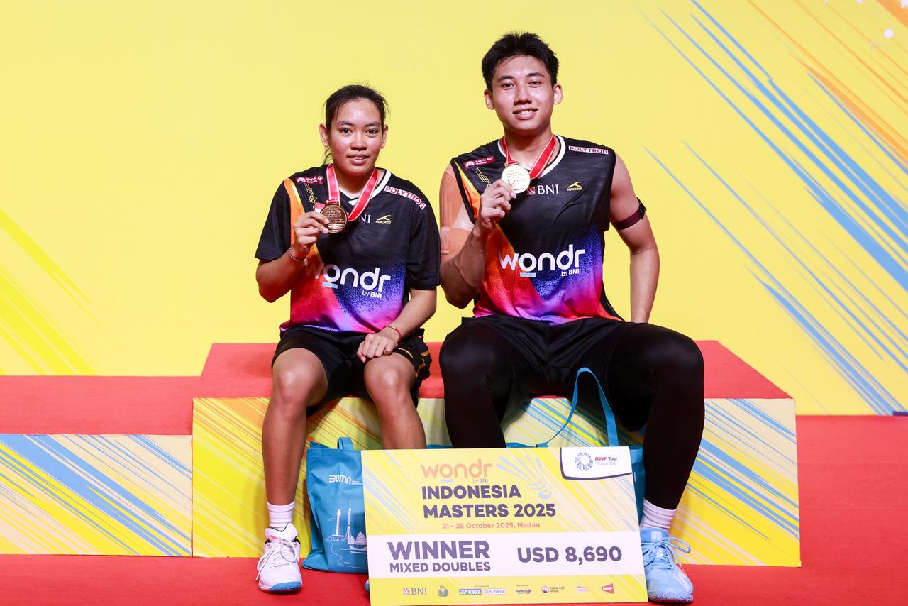 JUARA: Marwan Faza/Aisyah Salsabila Putri Pranata maraih juara ganda campuran Indonesia Masters 2025. (Dok PBSI)