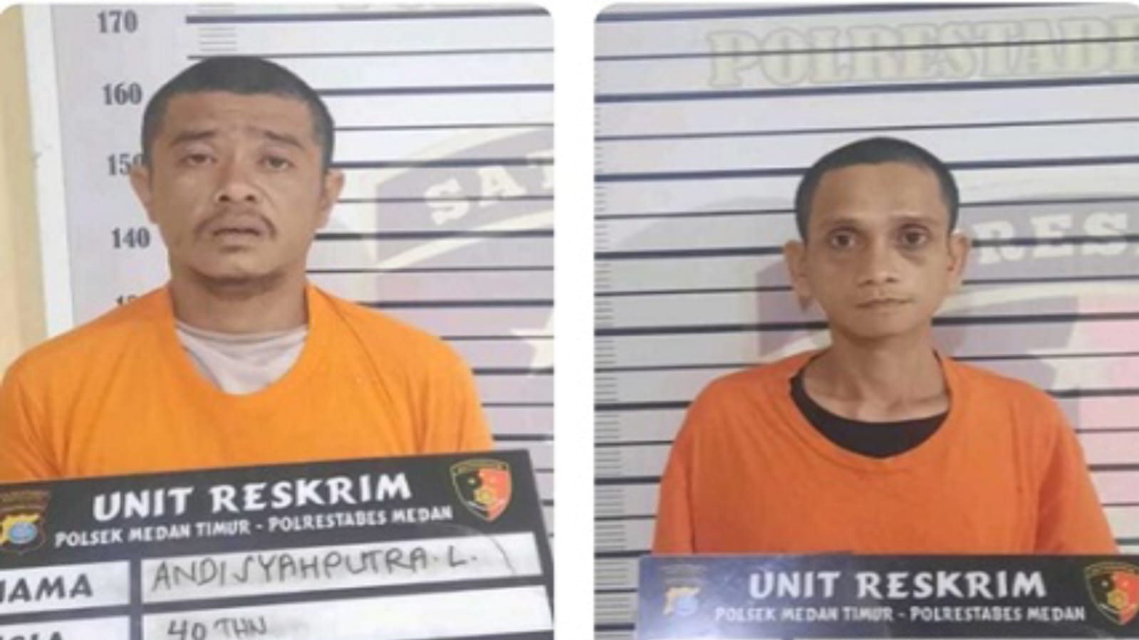 Dua pelaku pencuri kabel listrik di underpass Jalan HM Yamin, Medan yang ditangkap polisi. (Ist)