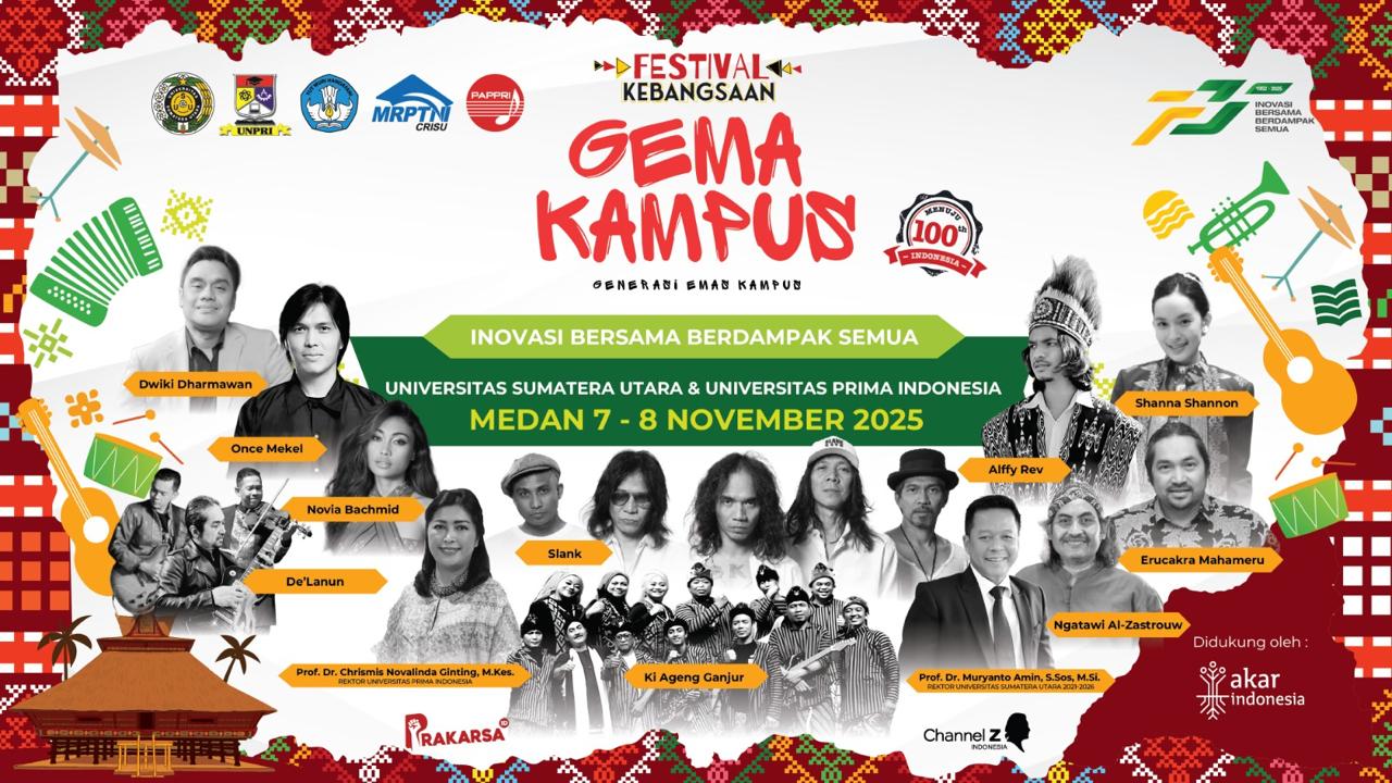 GEMA KAMPUS: Universitas Sumatera Utara (USU) menjadi tuan rumah penyelenggaraan Festival Kebangsaan &ldquo;GEMA KAMPUS&rdquo; di Medan pada 7&ndash;8 November 2025. (Dokumen Humas USU)