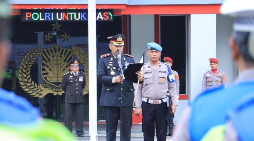 Kapolres Labuhanbatu, AKBP Choky Sentosa Meliala, memimpin upacara Peringatan Hari Pahlawan (Fajar/ Sumutpos)