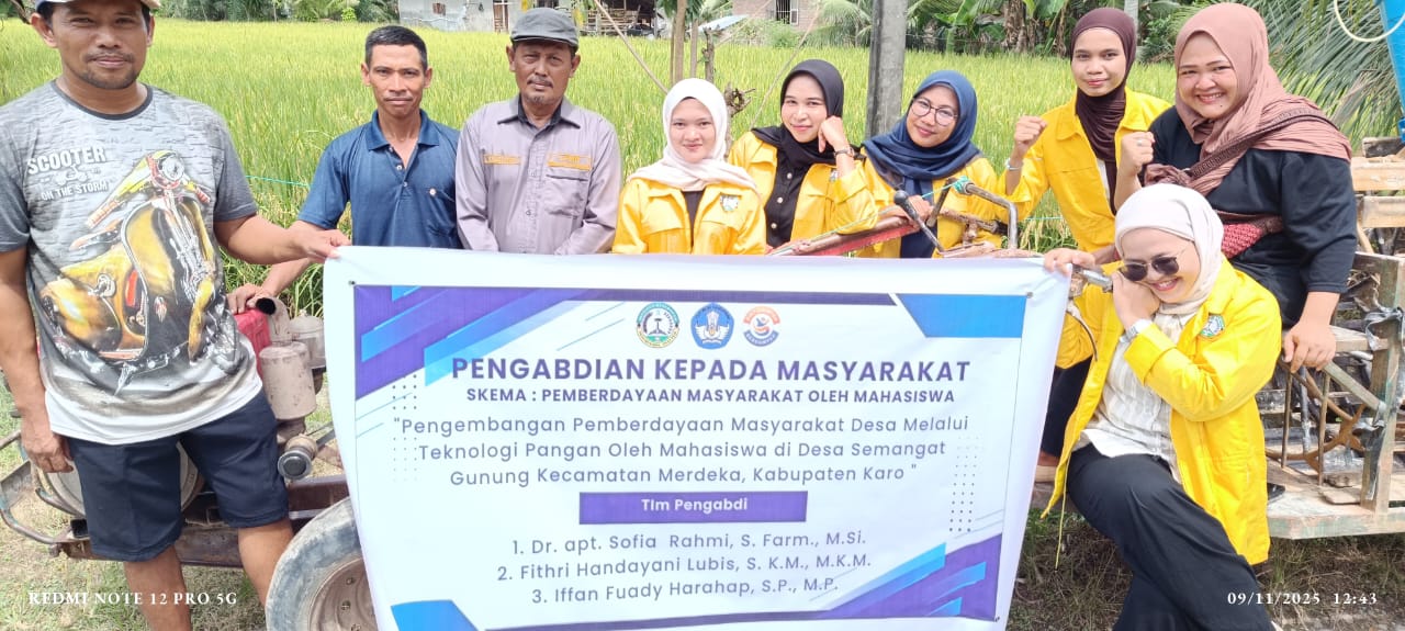 PENGABDIAN: PKM dosen Institut Kesehatan Deli Husada, USU dan UISU di Desa Semangat Gunung, Kabupaten Karo. (Istimewa/Sumut Pos)
