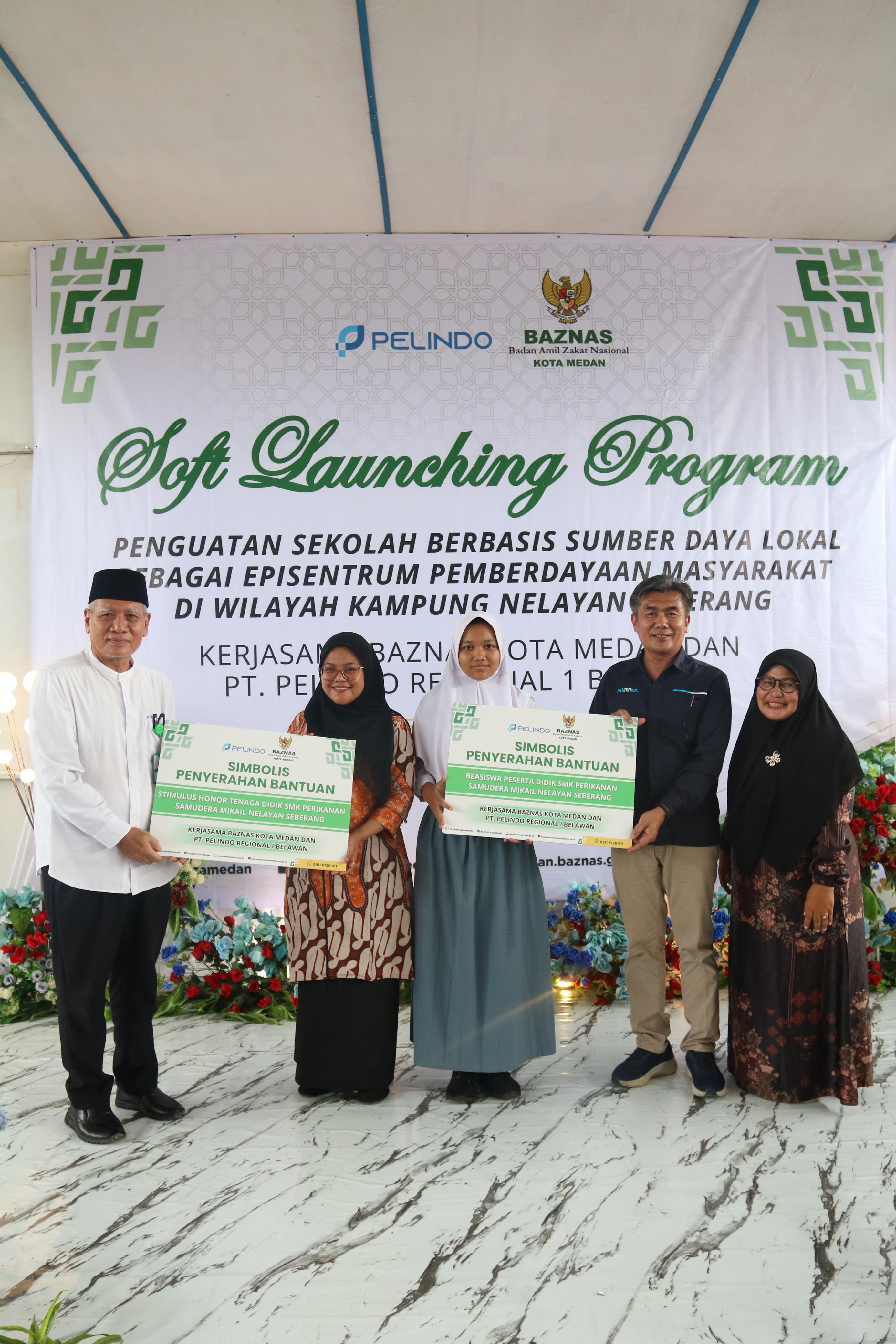 LAUNCHING: Pelindo Region 1 bersama Baznas Medan launching program Pendidikan Berbasis Sumber Daya Lokal di Kampung Nelayan Seberang, Kelurahan Belawan I, Kecamatan Medan Belawan, Rabu (12/11/2025).