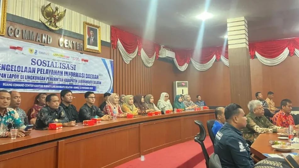 Suasana Sosialisasi Pengelolaan Pelayanan Informasi dan Dokumentasi (PPID) serta Sistem Pengelolaan Pengaduan Pelayanan Publik Nasional (SP4N-LAPOR!) yang digelar Pemkab Langkat. (ISTIMEWA/SUMUT POS)