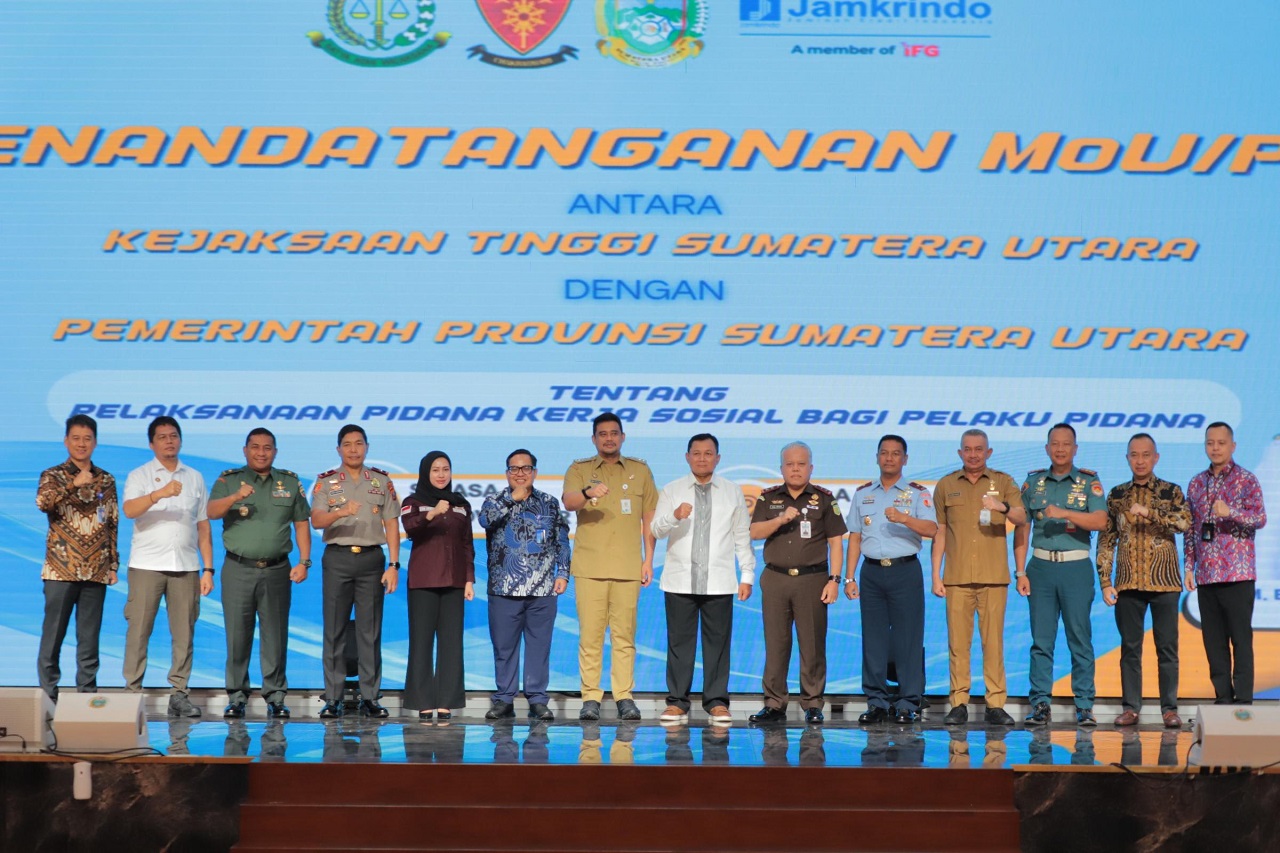 Kejagung, Pemprovsu dan Jamkrindo kolaborasi mendukung pelaksanaan pidana kerja sosial.