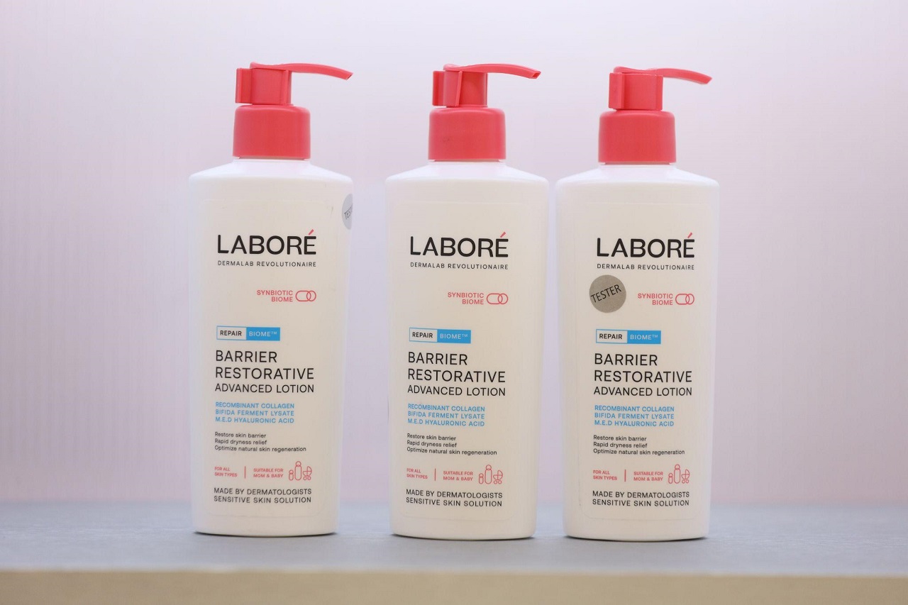 LABOR&Eacute; meluncurkan LABOR&Eacute; Repair Biome Barrier Restorative Advanced Lotion &mdash; dengan M.E.D Hyaluronic Acid, Recombinant Collagen dan Bifida Ferment Lysate.
