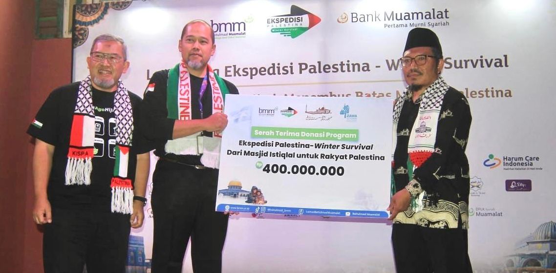 LUNCUR: Lembaga Amil Zakat Nasional dan Nazhir Wakaf Baitulmaal Muamalat (BMM) resmi meluncurkan program Ekspedisi Palestina &ndash; Winter Survival. (Dok: Bank Muamalat)