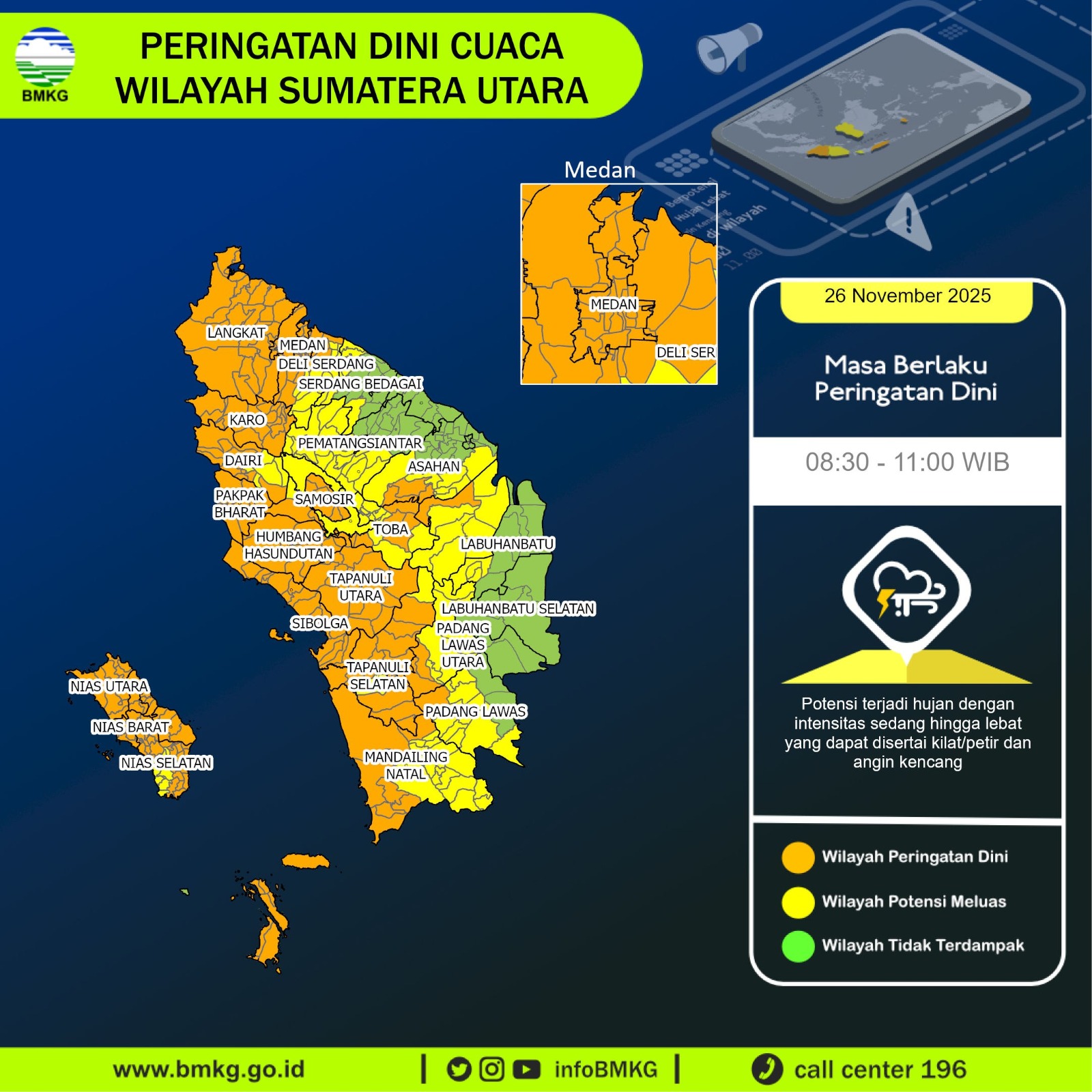 Peta wilayah di Sumut yang terdampak bencana. (Dok: istimewa)