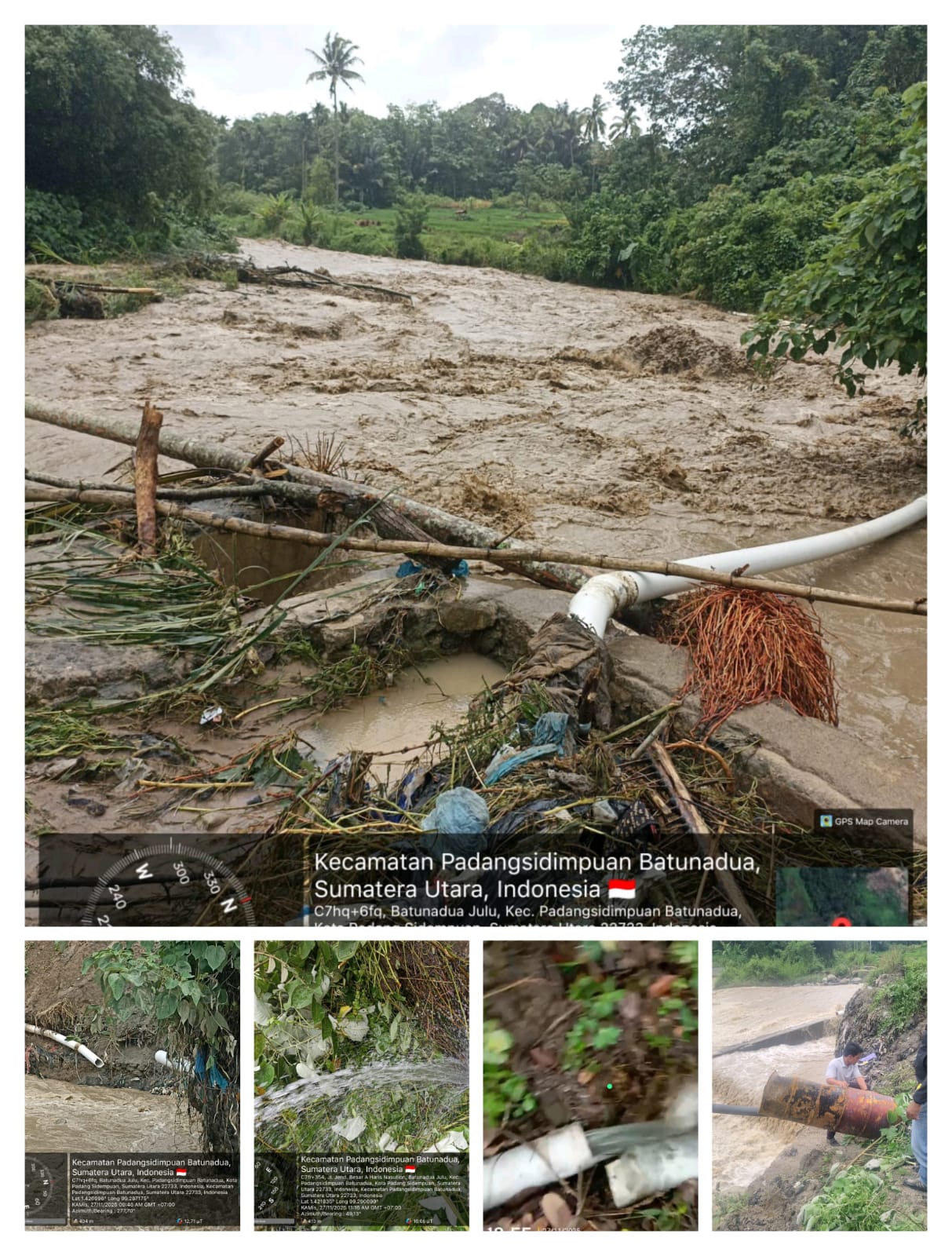 Beberapa titik kerusakan Pipa Utama Pendistribusian Air Minum PDAM Tirta Ayumi yang mengalami kerusakan di Simatohir Kecamatan Padangsidimpuan Batunadua. (SUBANTA RAMPANG AYU/SUMUT POS)