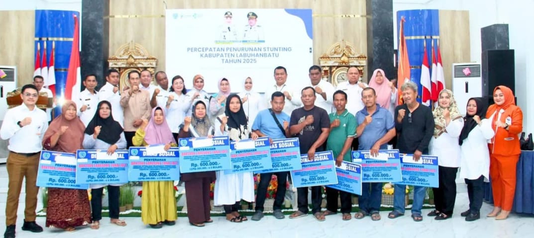 Bupati Labuhanbatu dan PLN UP3 Rantauprapat berkolaborasi dalam menekan stunting di Labuhanbatu (Fajar/Sumut Pos)
