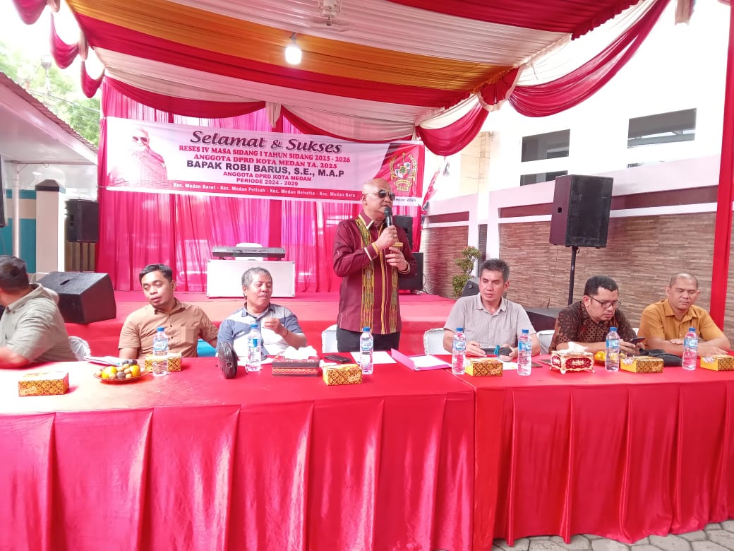 Ketua Fraksi PDIP DPRD Kota Medan, Robi Barus SE M.AP menggelar Reses di Kecamatan Medan Barat, Sabtu (20/12/2025). (ISTIMEWA/SUMUT POS)
