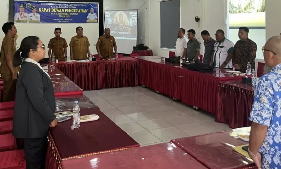 Disnaker Labura Gelar Rapat Dewan Pengupahan Bersama Perusahaan dan SPSI. (Asri Tarigan/Sumut Pos )