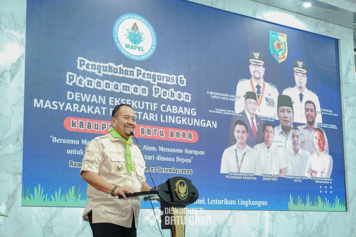 Bupati Batubara H. Baharuddin Siagian, S.H., M.Si., menghadiri Pengukuhan Pengurus dan Penanaman Pohon Dewan Eksekutif Cabang Yayasan  MAPEL Indonesia Kabupaten Batubara.(kominfo Batubara/Sumut Pos)